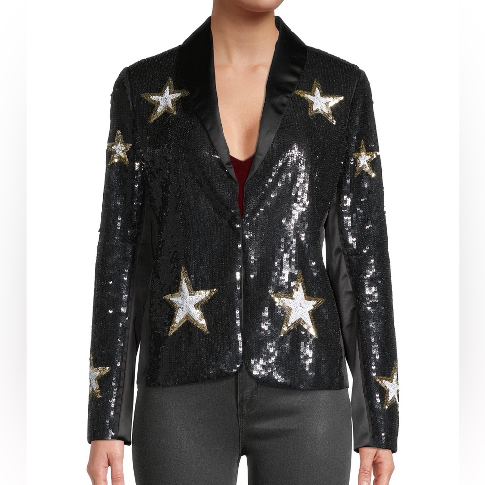 L'AGENCE black white gold
Donetallo Star Pattern Sequin Blazer size 2